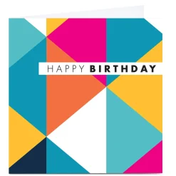 Card Factory Personalised Hello Munki Birthday Card - Colourful Triangles