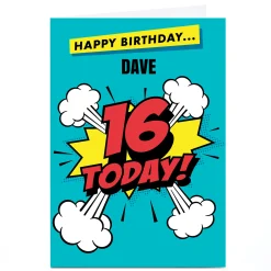 New Personalised Hello Munki 16th Birthday Card - Comic Explosion For Son|For Nephew
