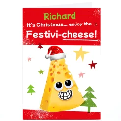 Online Personalised Hello Munki Christmas Card - Festivi-Cheese Funny|Christmas