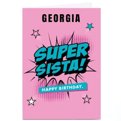 New Personalised Hello Munki Birthday Card - Super Sista Kids For Kids|For Sister