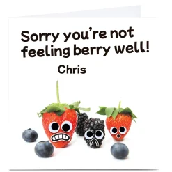 Card Factory Personalised Hello Munki Get Well Soon Card - Not Feeling Berry Well