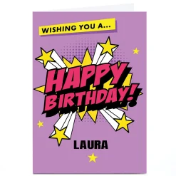 Outlet Personalised Hello Munki Birthday Card - Pink Comic Kids For Kids|Birthday