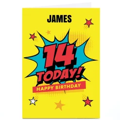 Discount Personalised Hello Munki 14th Birthday Card - Comic Explosion Special Age|Birthday