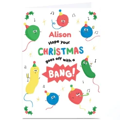 Sale Personalised Hew Ma Christmas Card - Goes Off With A Bang Funny|Christmas