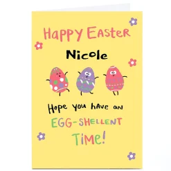 Personalised Hew Ma Easter Card - Egg-Shellent Funny