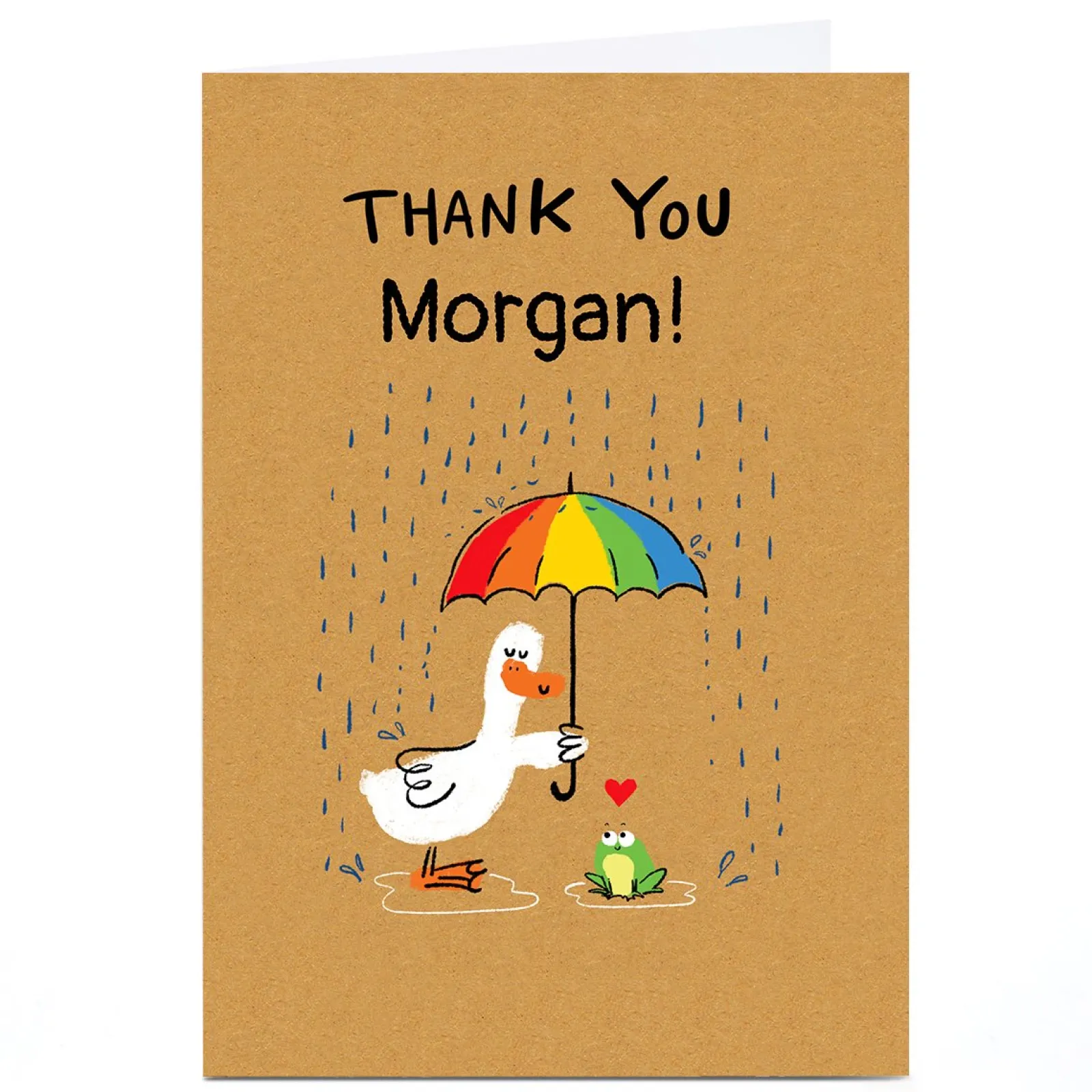 Sale Personalised Hew Ma Thank You Card - Frog & Duck Thank You