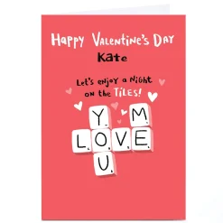 Card Factory Personalised Hew Ma Valentine's Day Card - On The Tiles
