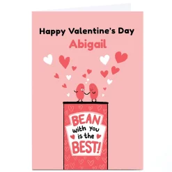 Discount Personalised Hew Ma Valentine's Day Card - Bean With You Funny