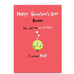 Online Personalised Hew Ma Valentine's Day Card - I Could Pea Funny