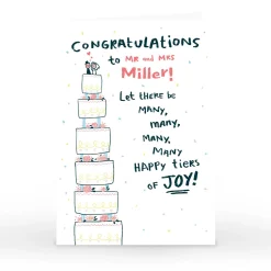 Hot Personalised Hew Ma Wedding Card - Many Happy Tiers Wedding|Funny