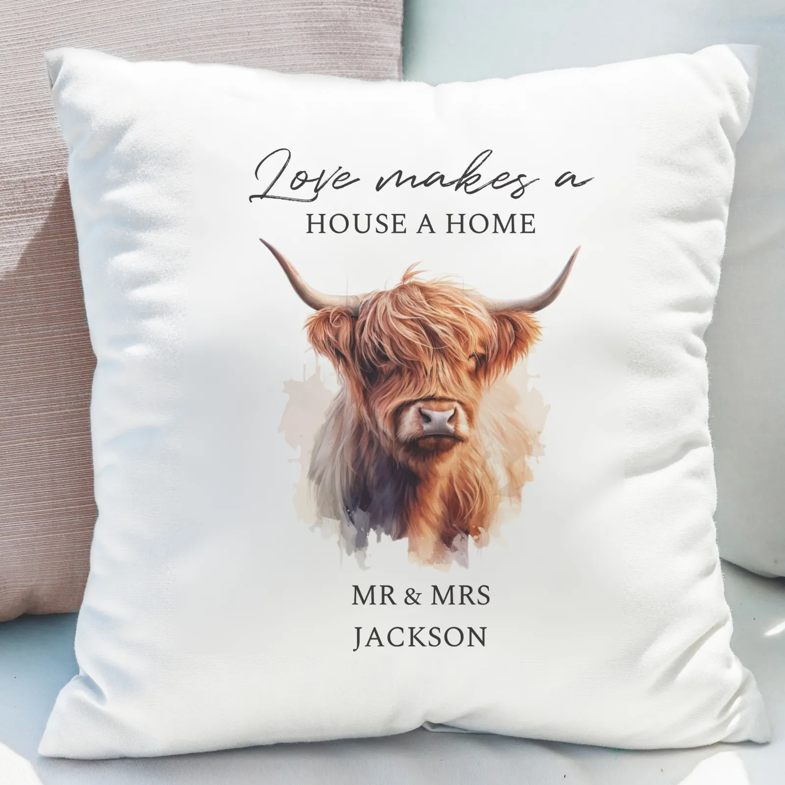 Discount Personalised Highland Cow Cushion Personalised Cushions|Cushions