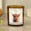 Card Factory Personalised Highland Cow Amber Glass Candle Jar