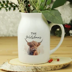 New Personalised Highland Cow Flower Jug Vase Gifts For Him|Christmas Gifts