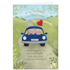 Online Personalised Hugs Anniversary Card - Another Lovely Year Bear Roadtrip, Husband Anniversary