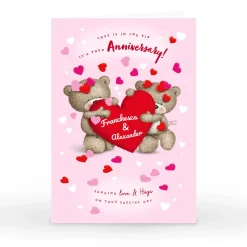 Personalised Hugs Anniversary Card - Love Is In The Air Anniversary