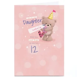 Online Personalised Hugs Bear Birthday Card - Just For You, Editable Age Kids For Daughter|Daughter
