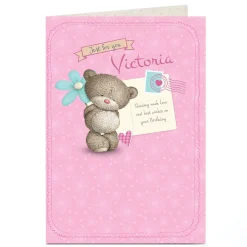 Card Factory Personalised Hugs Bear Birthday Card - Best Wishes