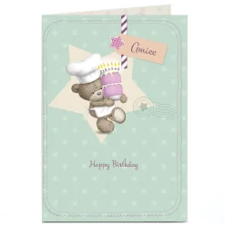 Kids Card Factory Personalised Hugs Bear Birthday Card - Big Cake