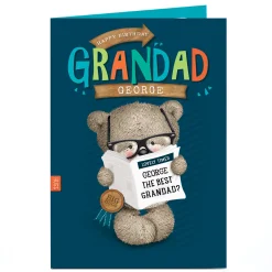 Card Factory Personalised Hugs Bear Birthday Card - Grandad, News Paper