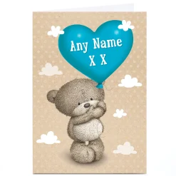 Kids Card Factory Personalised Hugs Bear Card - Blue Heart Balloon