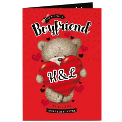 BOY Card Factory Personalised Hugs Bear Card - Special Boyfriend