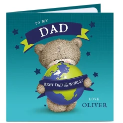 New Personalised Hugs Bear Card - Best Dad In The World For Dad|Father's Day