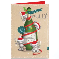 Sale Personalised Hugs Bear Christmas Card - Happy New Year Christmas