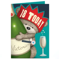 New Personalised Hugs Bear Editable Age Birthday Card - Champagne For Sister|18Th Birthday