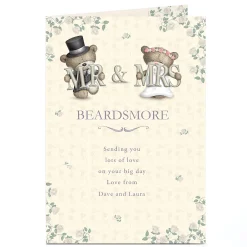 Card Factory Personalised Hugs Bear Wedding Card - Mr & Mrs