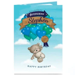 Online Personalised Hugs Birthday Card - Bear & Balloons BOY For Boyfriend|Birthday