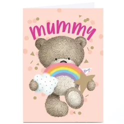 Card Factory Personalised Hugs Birthday Card - Rainbow Bear, Mummy