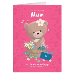 Discount Personalised Hugs Birthday Card - Hugs With Flower Basket, Mum For Mum|Mum