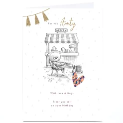 Personalised Hugs Birthday Card - Cafe Treats Yourself, Aunty For Auntie|Birthday