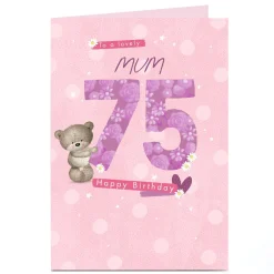 Card Factory Personalised Hugs Birthday Card - 75th Birthday To A Lovely Mum