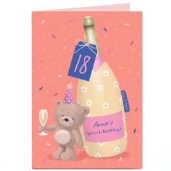 Hot Personalised Hugs Birthday Card - Daisy Champagne, Editable Age For Sister|For Granddaughter