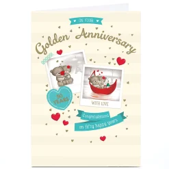 Discount Personalised Hugs 50th Anniversary Card - Golden Anniversary, 50 Happy Years Anniversary