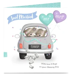 Card Factory Personalised Hugs Wedding Card - Wedding Car