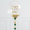 Personalised 20-Inch Gold & Emerald Confetti Bubblegum Balloon - DELIVERED INFLATED! Personalised Party|Balloons For Him