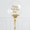 Card Factory Personalised 20-Inch Gold Heart Confetti Bubblegum Balloon - DELIVERED INFLATED!