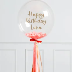 Card Factory Personalised 20-Inch Peach Confetti Tassel Bubblegum Balloon - DELIVERED INFLATED!