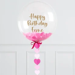 Card Factory Personalised 20-Inch Pink Heart Confetti Bubblegum Balloon - DELIVERED INFLATED!