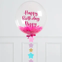 Card Factory Personalised 20-Inch Pink Star Confetti Bubblegum Balloon - DELIVERED INFLATED!