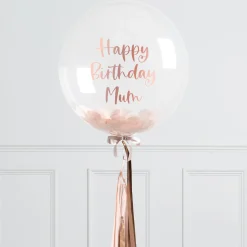 Card Factory Personalised 20-Inch Rose Gold Confetti Tassel Bubblegum Balloon - DELIVERED INFLATED!