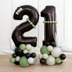 Card Factory Personalised Inflated Black & Green Number Balloon Stack - Choose Your Age