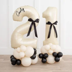 Card Factory Personalised Inflated Black & Ivory Number Balloon Stack - Choose Your Age