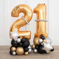Card Factory Personalised Inflated Gold & Black Number Balloon Stack - Choose Your Age