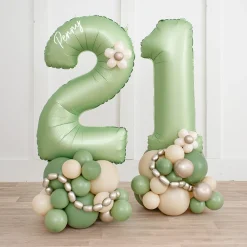 Card Factory Personalised Inflated Green & Cream Number Balloon Stack - Choose Your Age