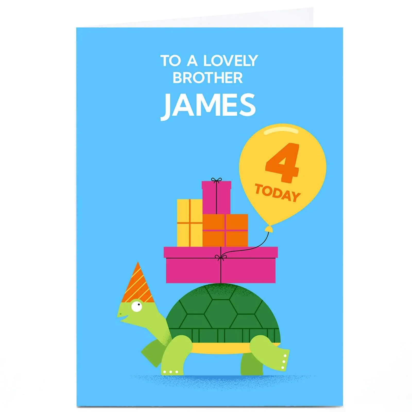 New Personalised Jamie Nash Birthday Card - Turtle & Gifts, Editable Age Kids For Brother|Editable Age