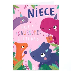 Discount Personalised Jess Moorhouse Card - Rawrsome Birthday, Niece Kids For Niece|For Kids