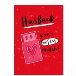 Card Factory Personalised Jess Moorhouse Valentine's Day Card - Husband Perfect Match